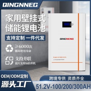 光伏储能锂电池lifepo4 51.2V200ah壁挂太阳能磷酸铁锂电池10kwh